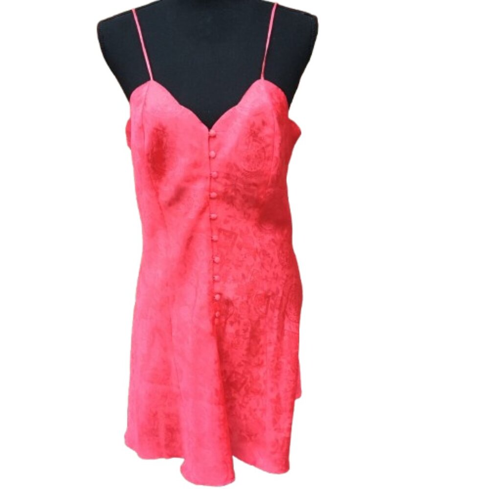 Victoria's Secret Chemise Mini Slip Dress Med VTG 80's 90's Gold Label Jacquard